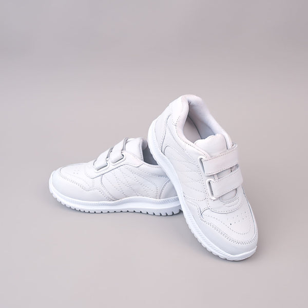 ALBANO - White Velcro Sports - Unisex, Slip-on School Shoes