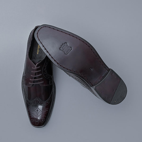 IMPERIAL - Cola Brown Genuine Leather Classic Wing Tip Brogues